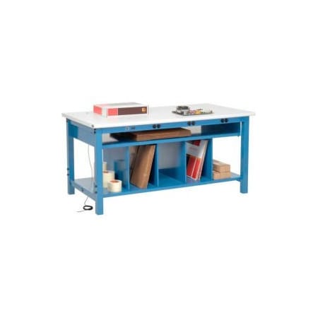 Global Equipment Packing Workbench W/Lower Shelf Power, ESD Safety Edge, 60"W x 30"D 244213B